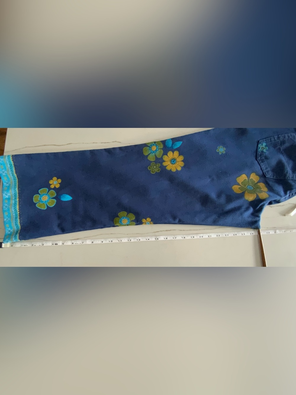 SIMON CHANG Retro Denim Floral Vest & Pant Set - Picture 11 of 12